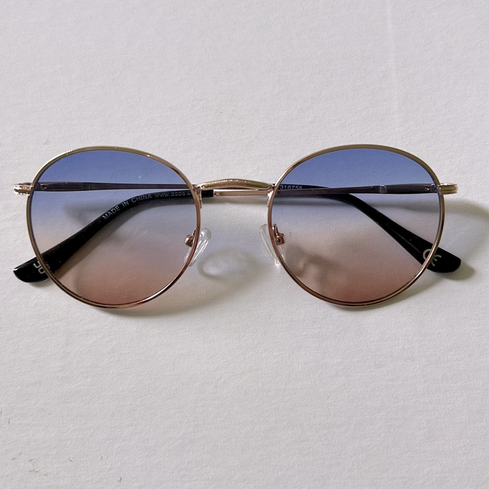 ASOS Round Sunglasses in Gold Metal with Two-toned Lenses
